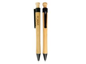 Bulk CI197 Eco Retractable Bamboo Ballpoint Pen, Black (2pk)