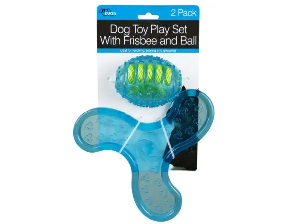 Bulk DI624 2 Pack Dog Toy Play Set With Frisbee And Ball