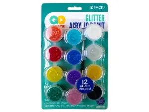 Bulk SC645 12 Pack Bright Color Glitter Paint Pots