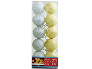 GE089 | Bulk Buys LED Yarn Ball String Lights - White &
