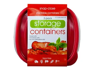 Bulk Buys Set of 3 BPA Free Square Plastic Food Containers