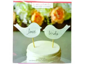 Bulk AF677 Birch Love Birds Cake Topper