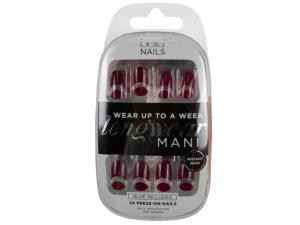 Bulk MK272 Bella Nails Artificial Nail Set Maroon Tip