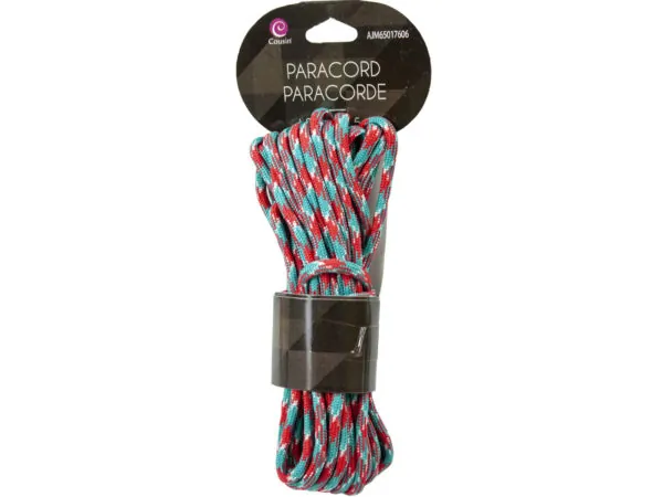 Bulk FD228 18 Ft Paracord- Red, White, And Teal