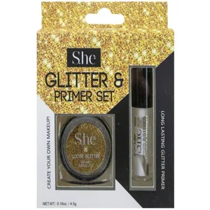 MK284 | Bulk Buys Glamorous Gold Glitter & Primer Duo Set
