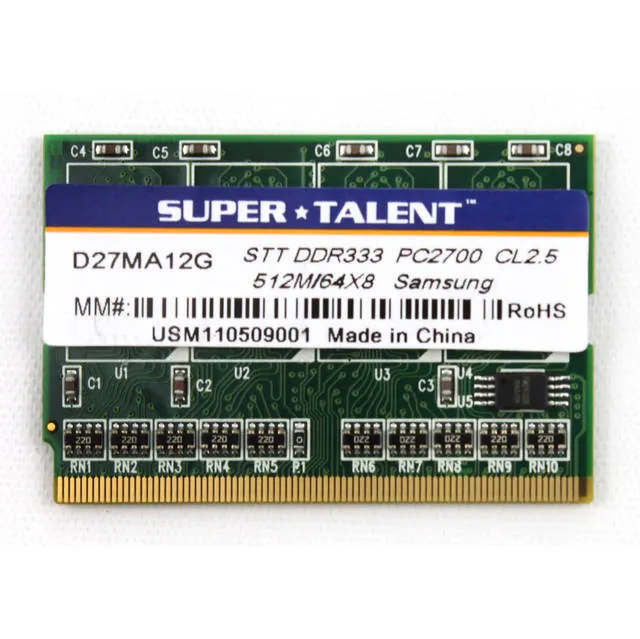 Super D27MA12G D333 512m 172pins Dimm Notebook Memory