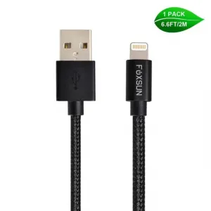 Foxsun AM001022 Iphone Charging Cable 6.6 Ft2m Nylon Braided Lightning