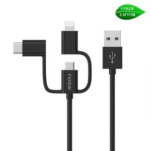 Foxsun AM001029 Multi Usb Charging Cable,3.3 Ft1m 3 In 1 Multiple Usb 