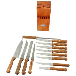 Sunbeam 109540.14 Carlson 14 Piece Cutlery Set With Pinewood Block