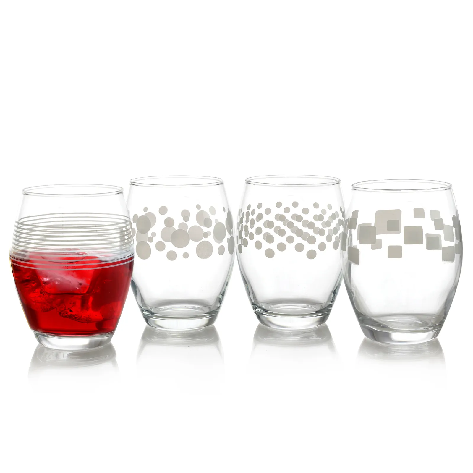 Pasabahce 113197.04 Trend 4 Piece 13 Oz.stemless Wine Glass Set With A