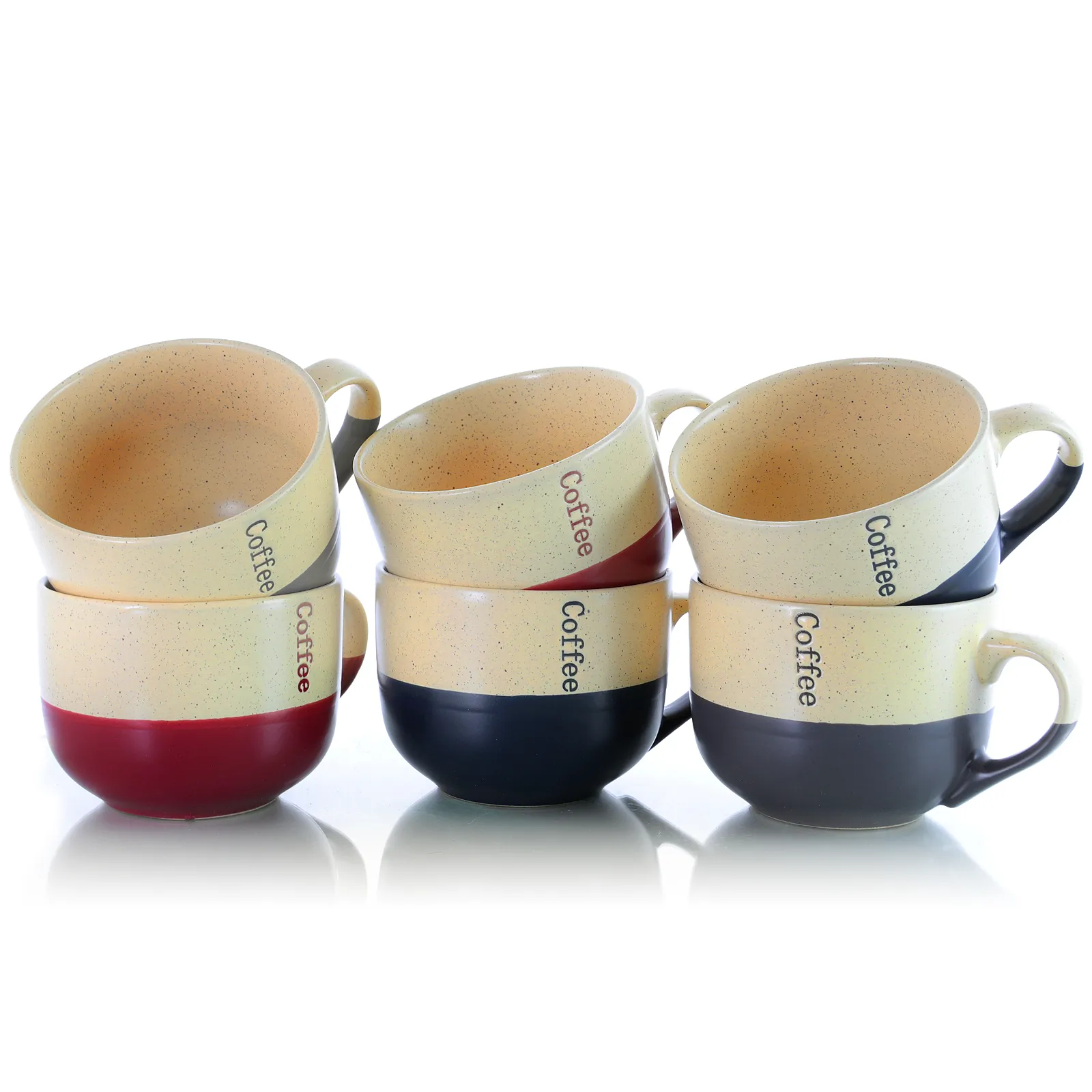 Elama EL-LATTELOFT Latte Loft 6-piece 18 Oz. Mug Set, Assorted Colors