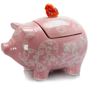 Urban Market Pink Pig Shaped Cookie Jar with Durable Lid