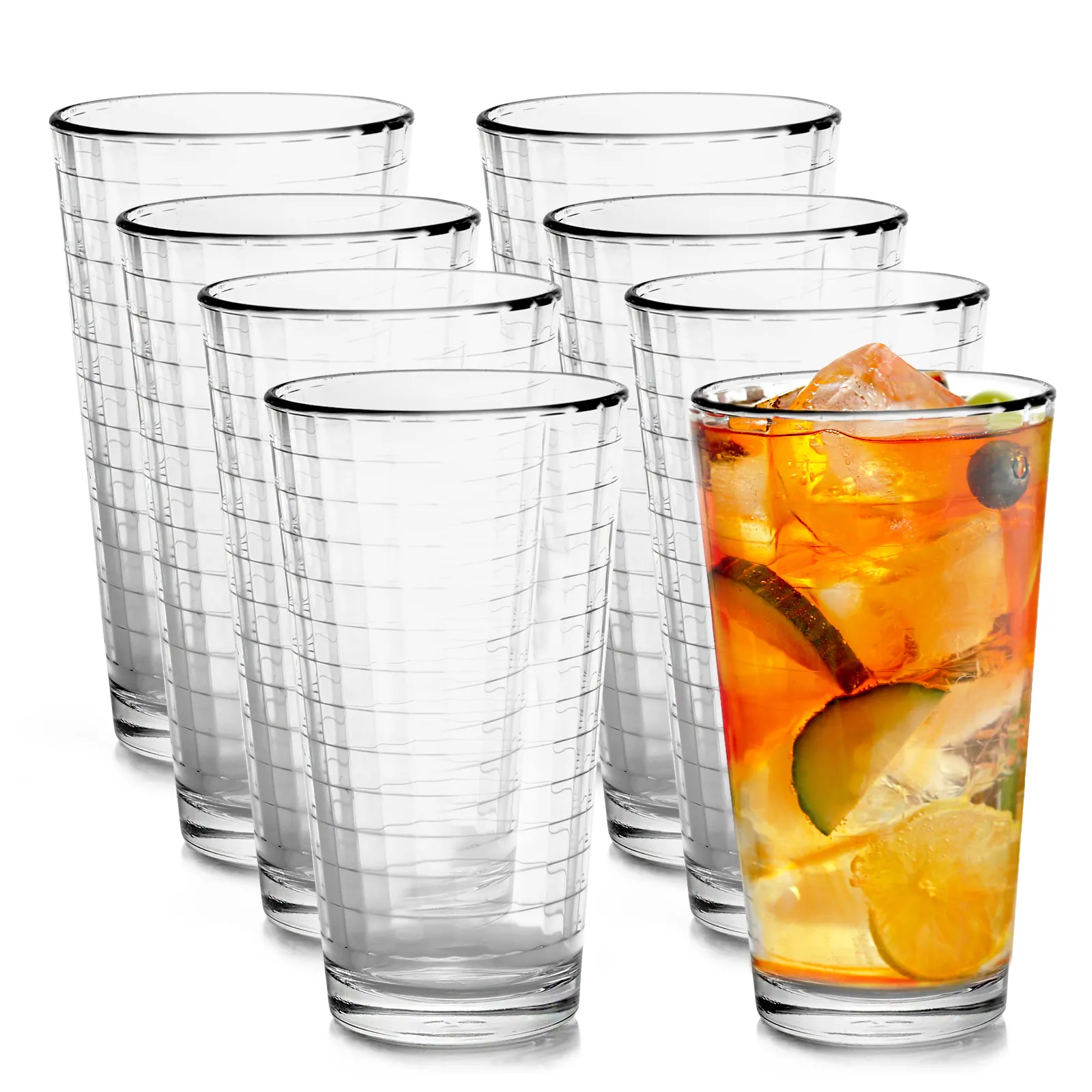 Pasabahce 52404-1081217 Scotch 8-piece 16.75 Oz Cooler Glass Set, Clea