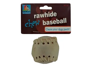 Dukes Energetic Pup Rawhide Baseball Chew Toy