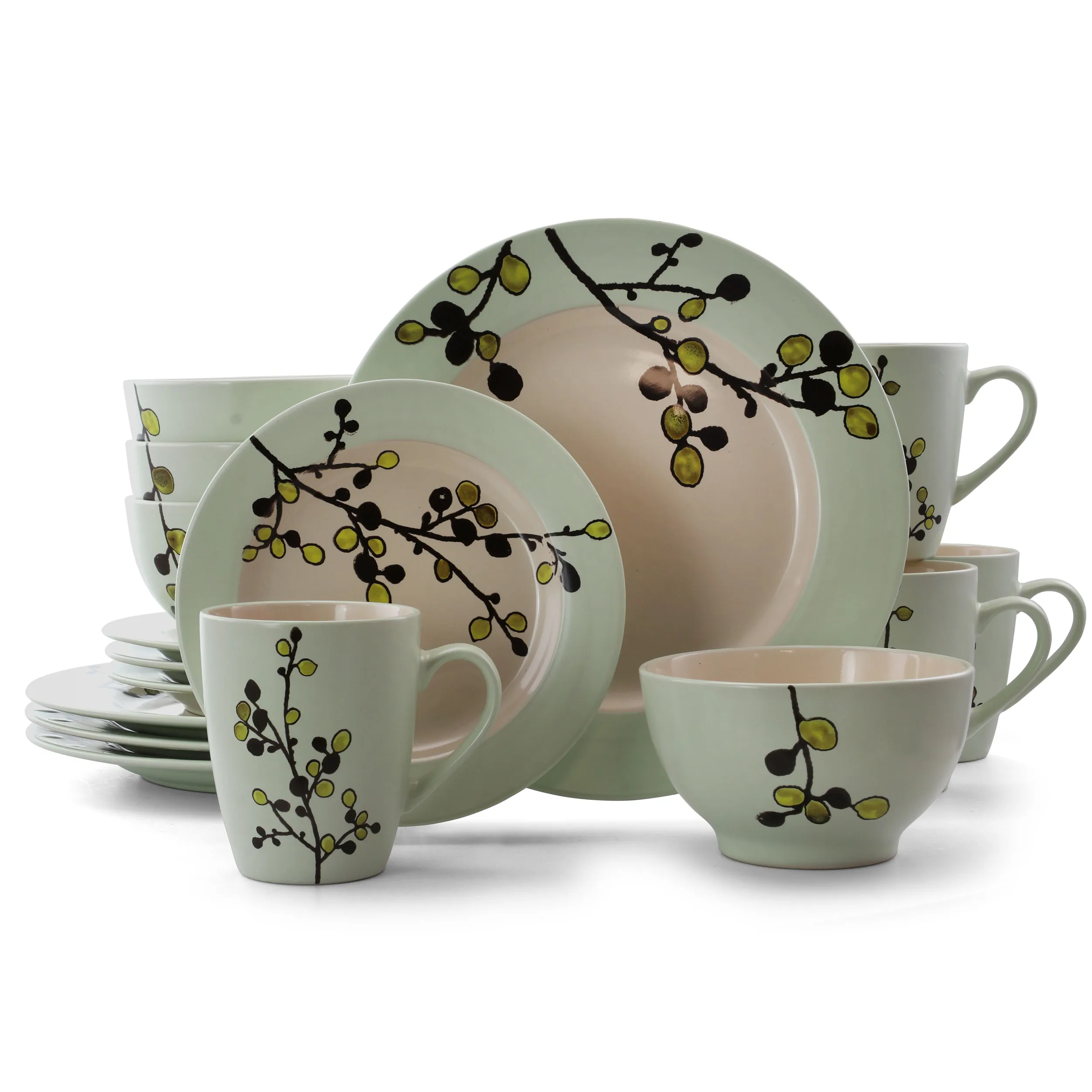 Elama EL-RETROBLOOM16 Retro Bloom 16-piece Stoneware Dinnerware Set