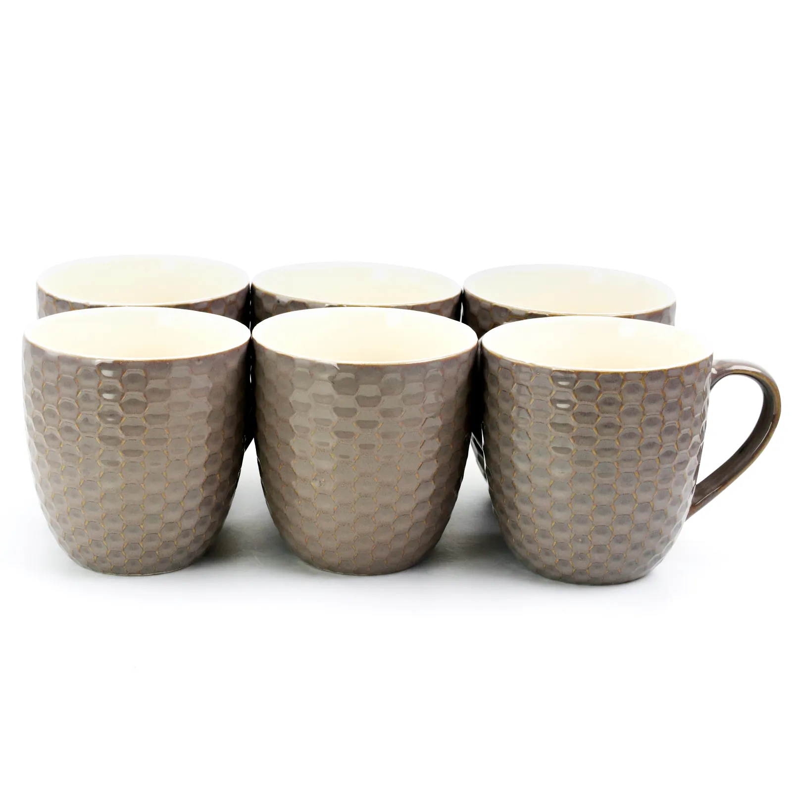 Elama EL-HONEYBERRY Honeycomb 6 Piece 15 Ounce Round Stoneware Mugs In