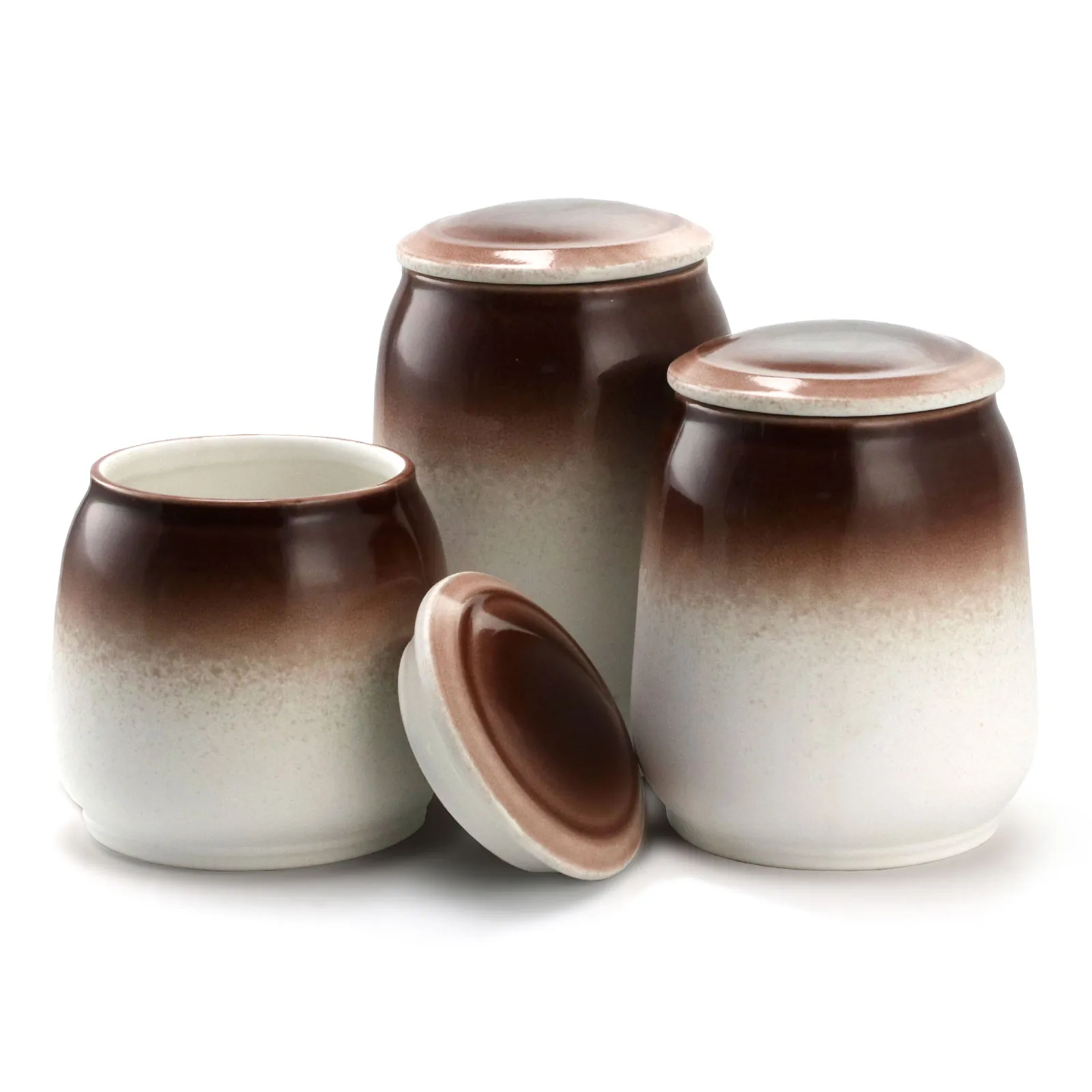 Elama EL-TOASTEDCOCONUT-3 3 Piece Ceramic Kitchen Canister Collection 