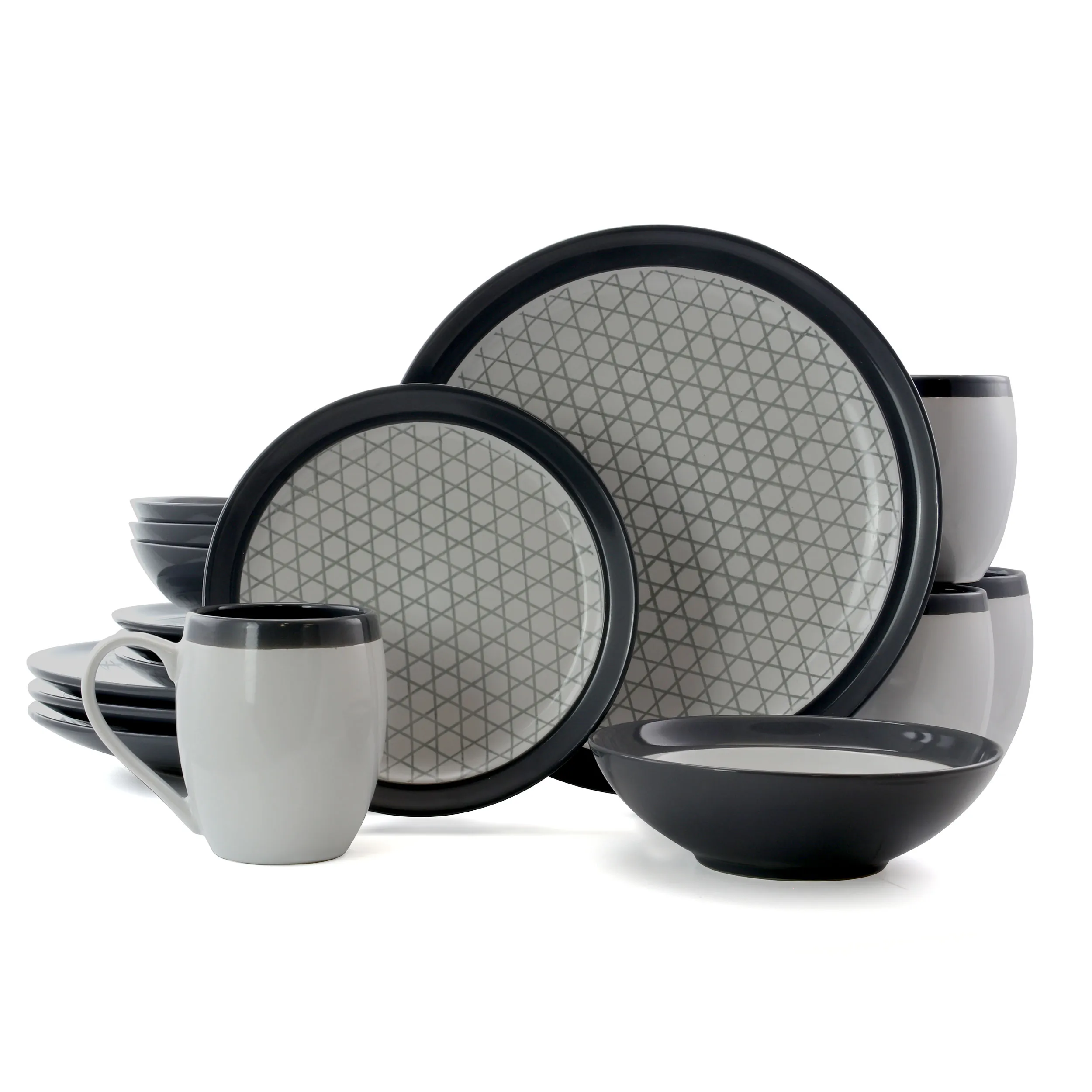 Elama EL-FINELINES16 Finelines 16 Piece Luxurious Stoneware Dinnerware