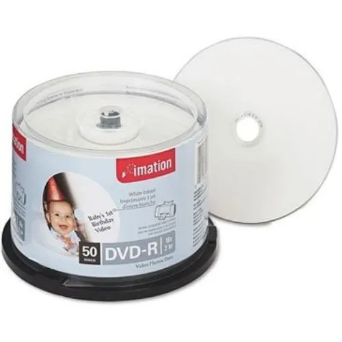 Imation 27789 Dvd-r, , 4.7gb, 16x, White Thermal Hub Printable, 50pk C