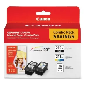 Original Canon 2973b004 Ink And Paper Combo Pack Pg-210xl, Cl-211xl An