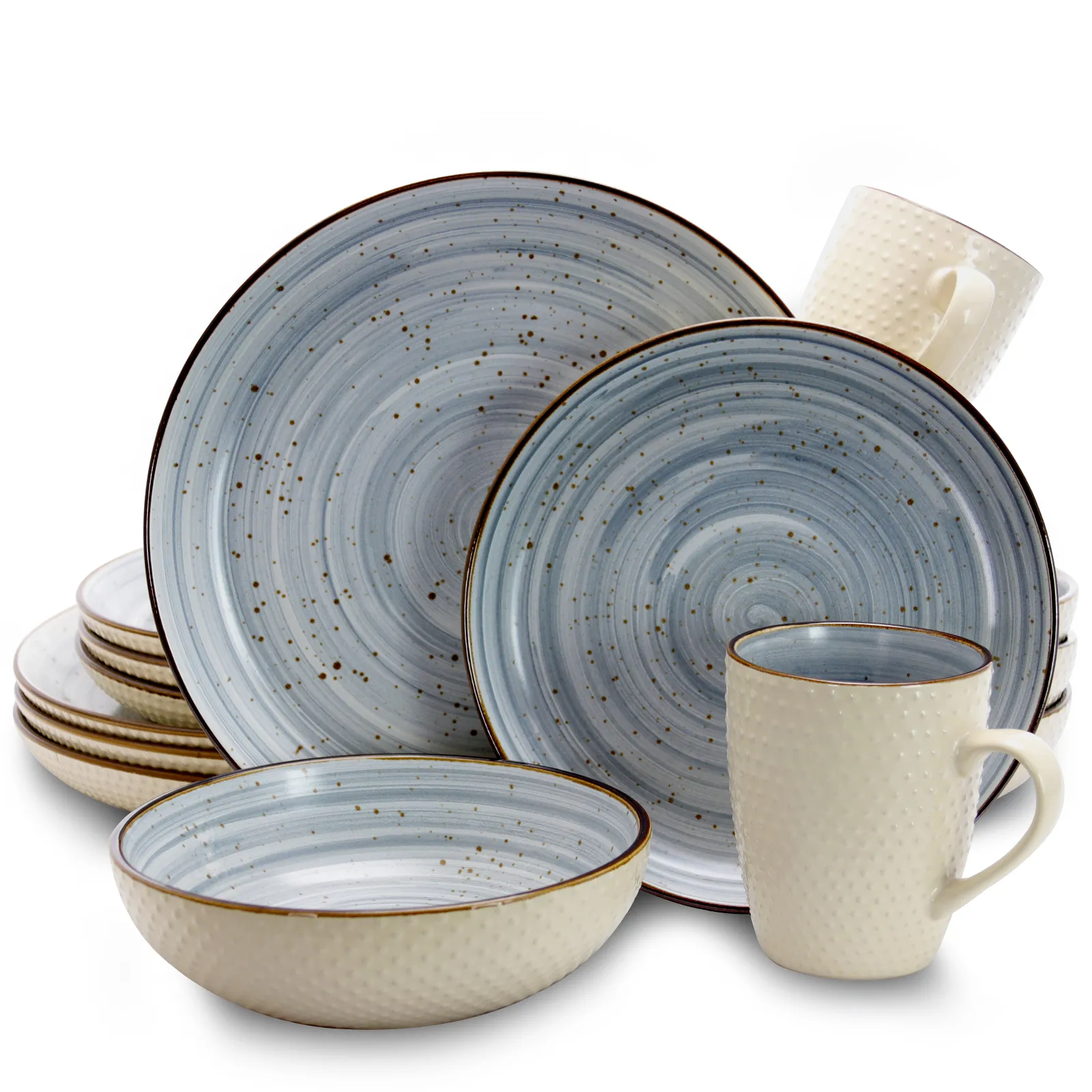 Elama EL-MELLOWBLUE 16-piece Dinnerware Set - Powder Blue Elegance