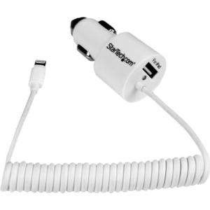 Startech YB0871 .com Dual Port Car Charger With Apple 8-pin Lightning 