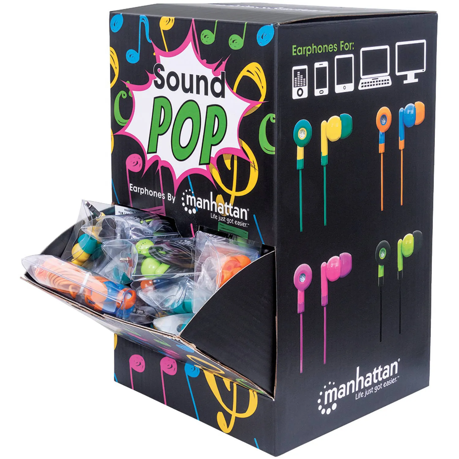 Manhattan 178822 Soudpop Earbud Countertop Display, Fully Assemble, In