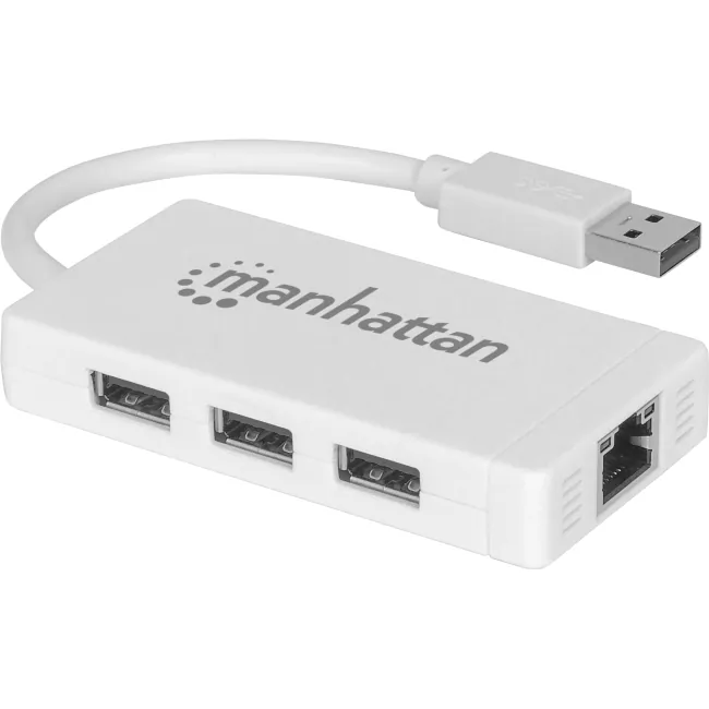 Manhattan 507578 (r)  3-port Usb 3.0 Hub With Gigabit Ethernet Adapter