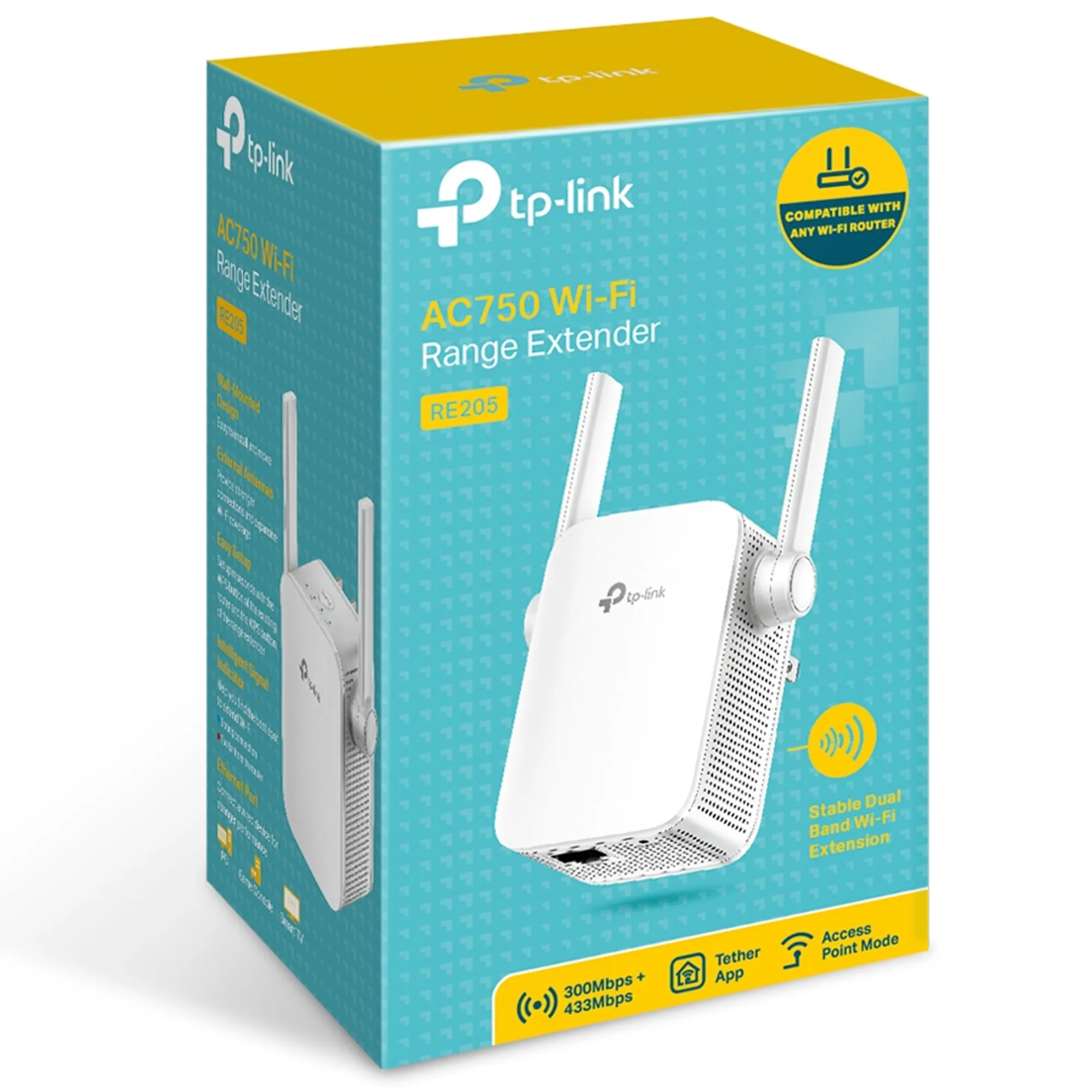 Tplink RE205 Ac750 Wi-fi Range Extender With Two External Antennas