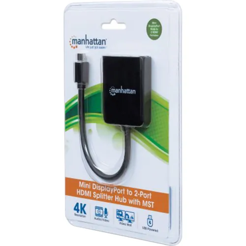 Manhattan 152723 Mini Displayport To 2-port Hdmi Splitter Hub With Mst