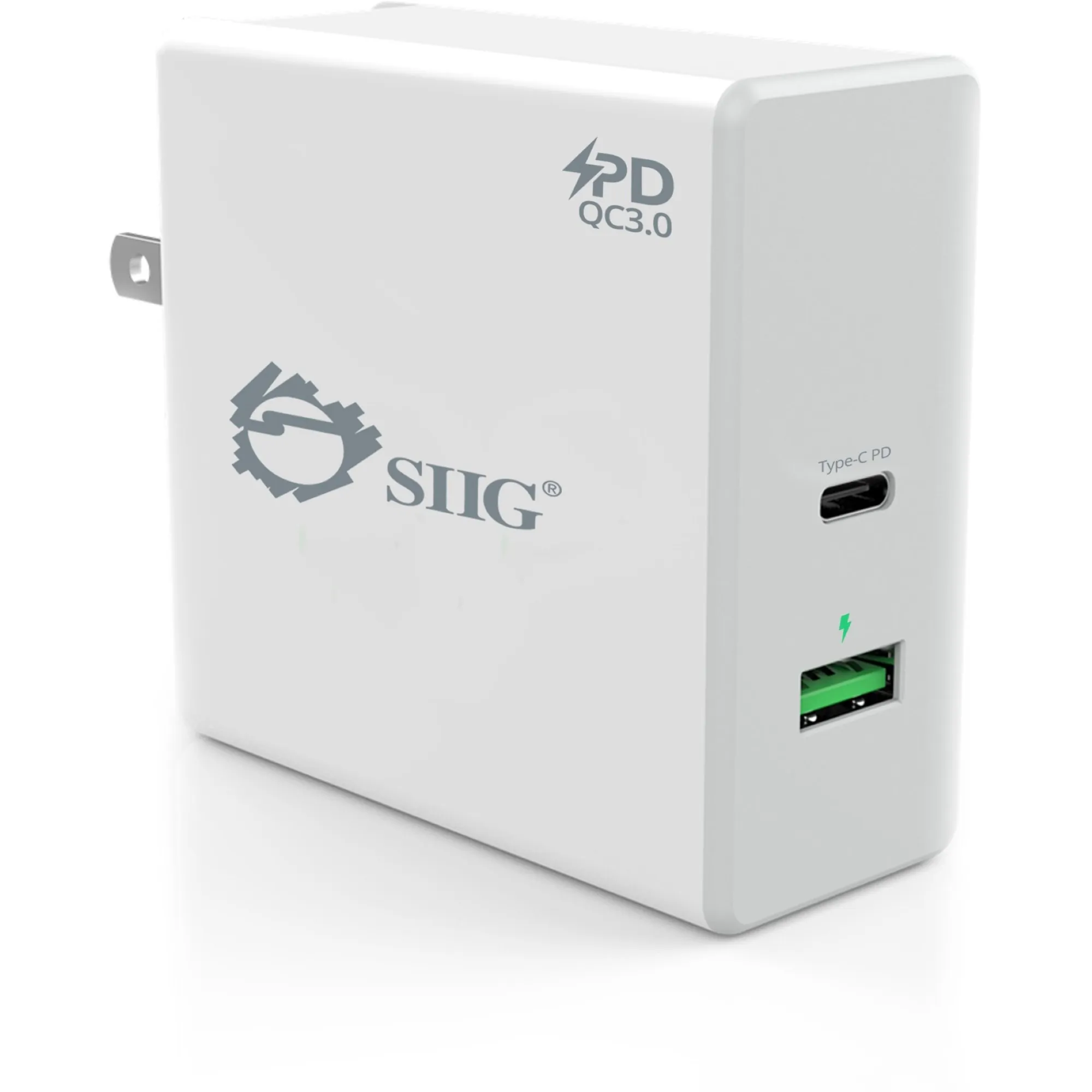 Siig AC-PW1F12-S1 Pd Charger Power Delivery With Qc30 Wall Charge