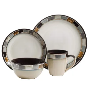 Gibson 114338.16R Elite Casa Gris Reactive Glaze 16 Piece Dinnerware S