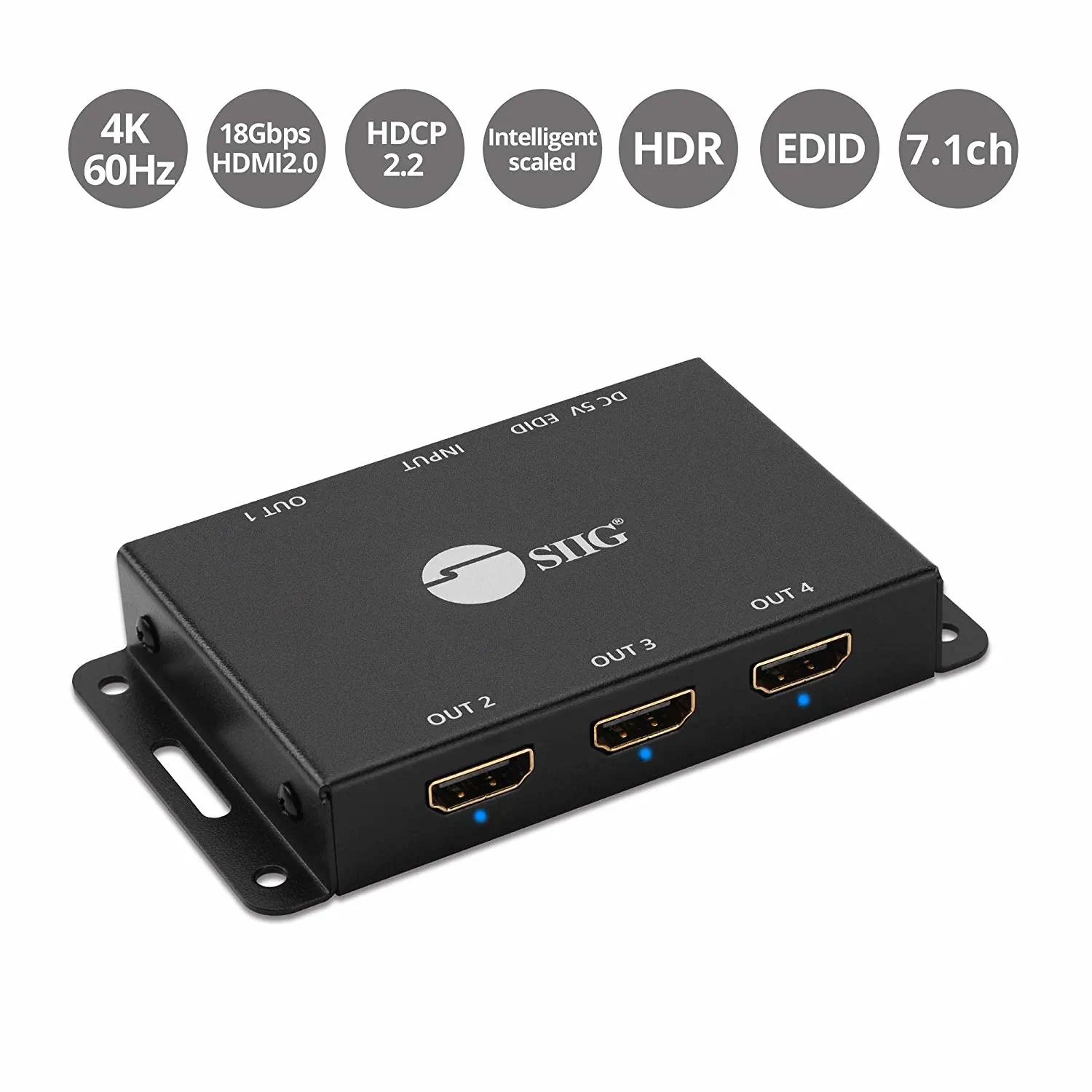 Siig CE-H23L11-S1 Accessory Ce-h23l11-s1 4-port Hdmi2.0 Hdr Mini Split