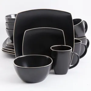 Gibson 94852.16 Soho Lounge Matte 16-piece Dinnerware Set, Black