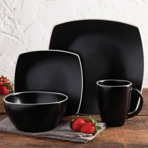 Gibson 94852.16 Soho Lounge Matte 16-piece Dinnerware Set, Black