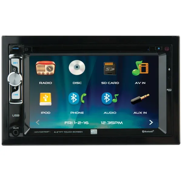 Dual XDVD276BT Double Din 6.2 Inch Lcd Screen Dvd Bluetooth Usb