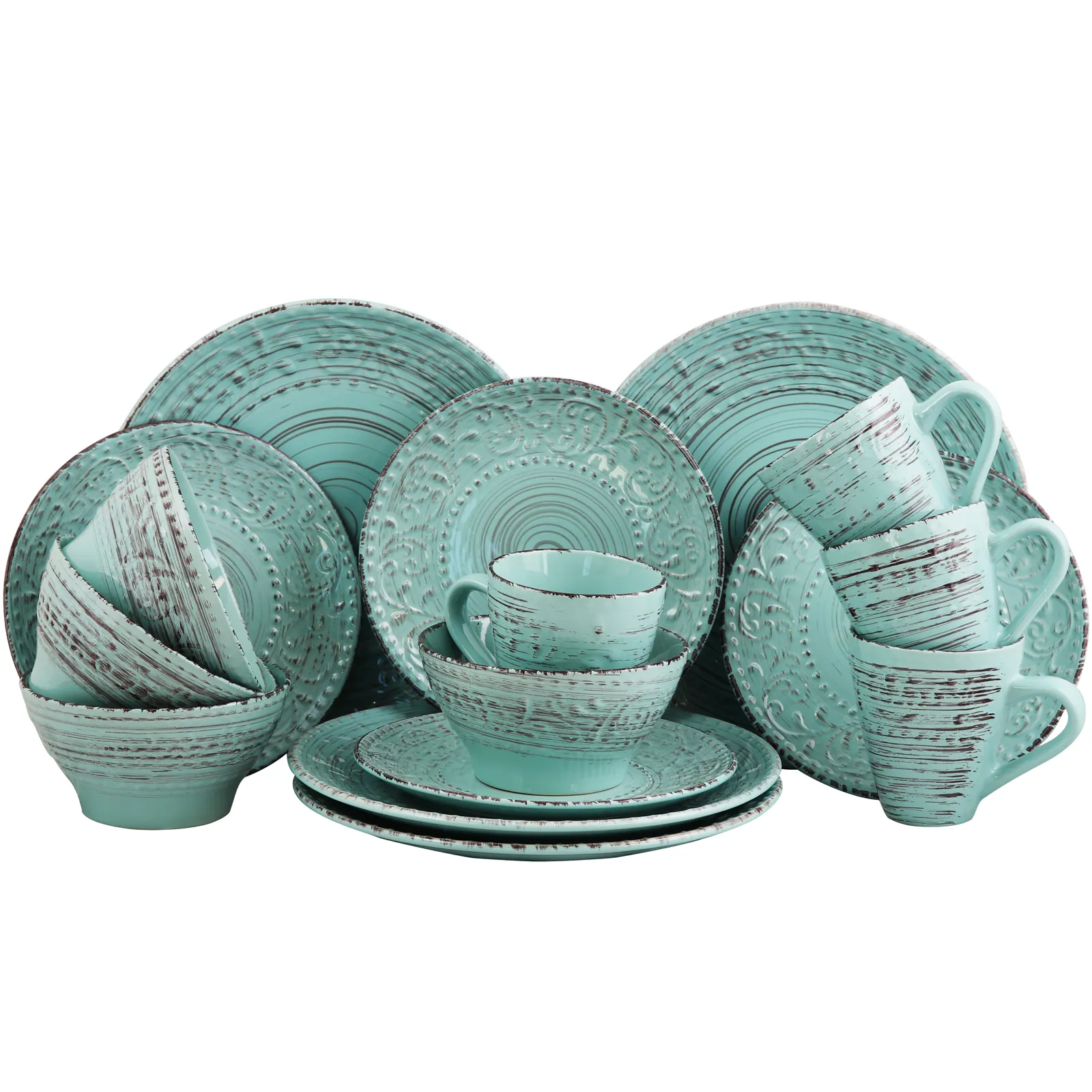 Elama EL-ELLE Elle Porcelain Dinnerware Set With Serving Bowls