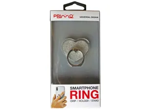 Bulk EN638 Primo Universal Silver Heart Glitter Smartphone Ring