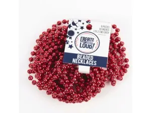 Bulk CH482 8 Pack Red Beaded Party Necklaces