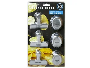 FD271 | Bulk Buys Stainless Steel Assorted Bag Clips - Set