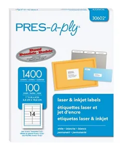 Avery 30602 Pres-a-ply (1 13 X 4) (white Laser) (14 Labelssheet) (100 