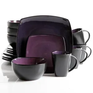 Gibson 80441.16 Soho Lounge Square 16-piece Dinnerware Set Purple