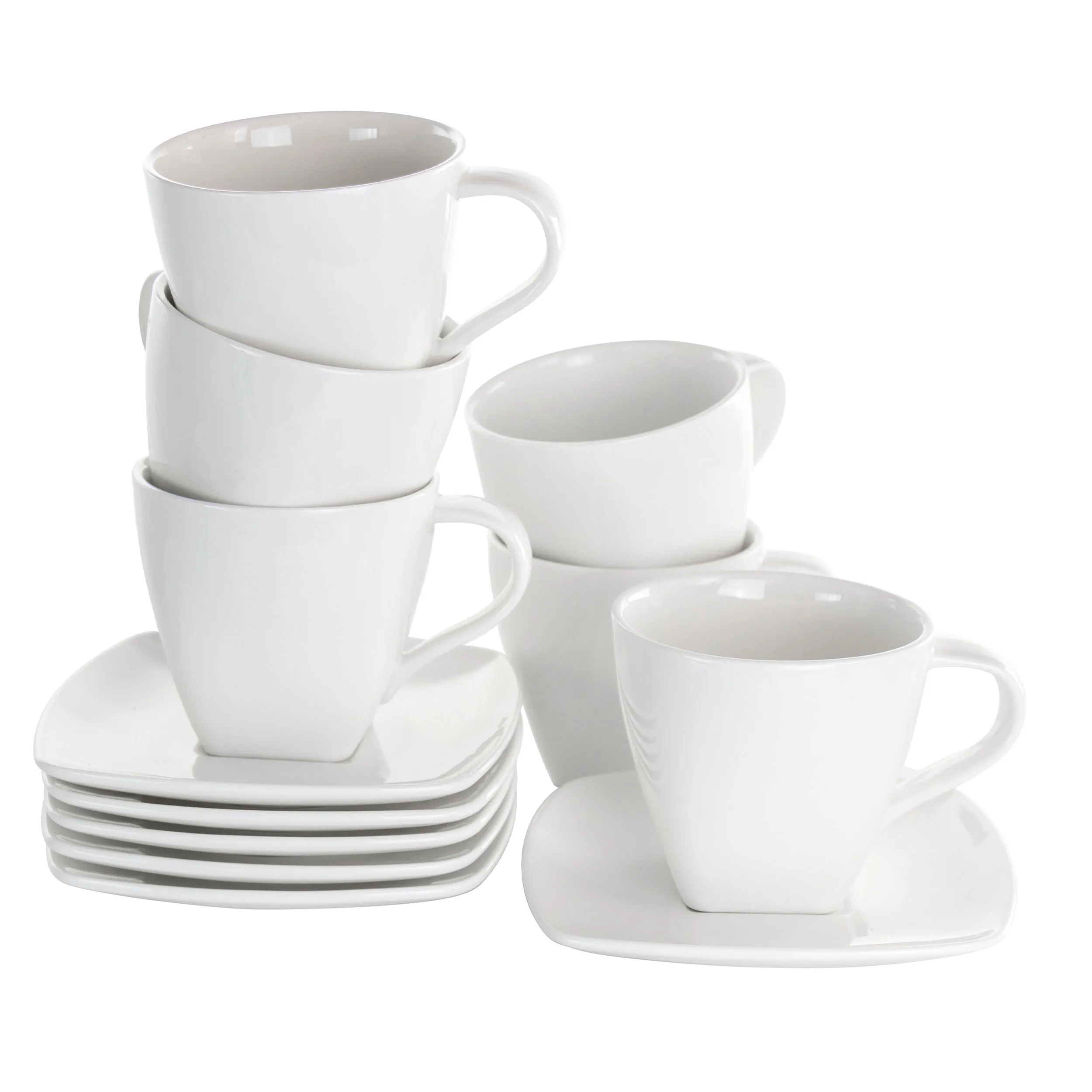 Elama EL-MARKETSQUARE Market Square 12 Piece Porcelain Cup And Saucer 