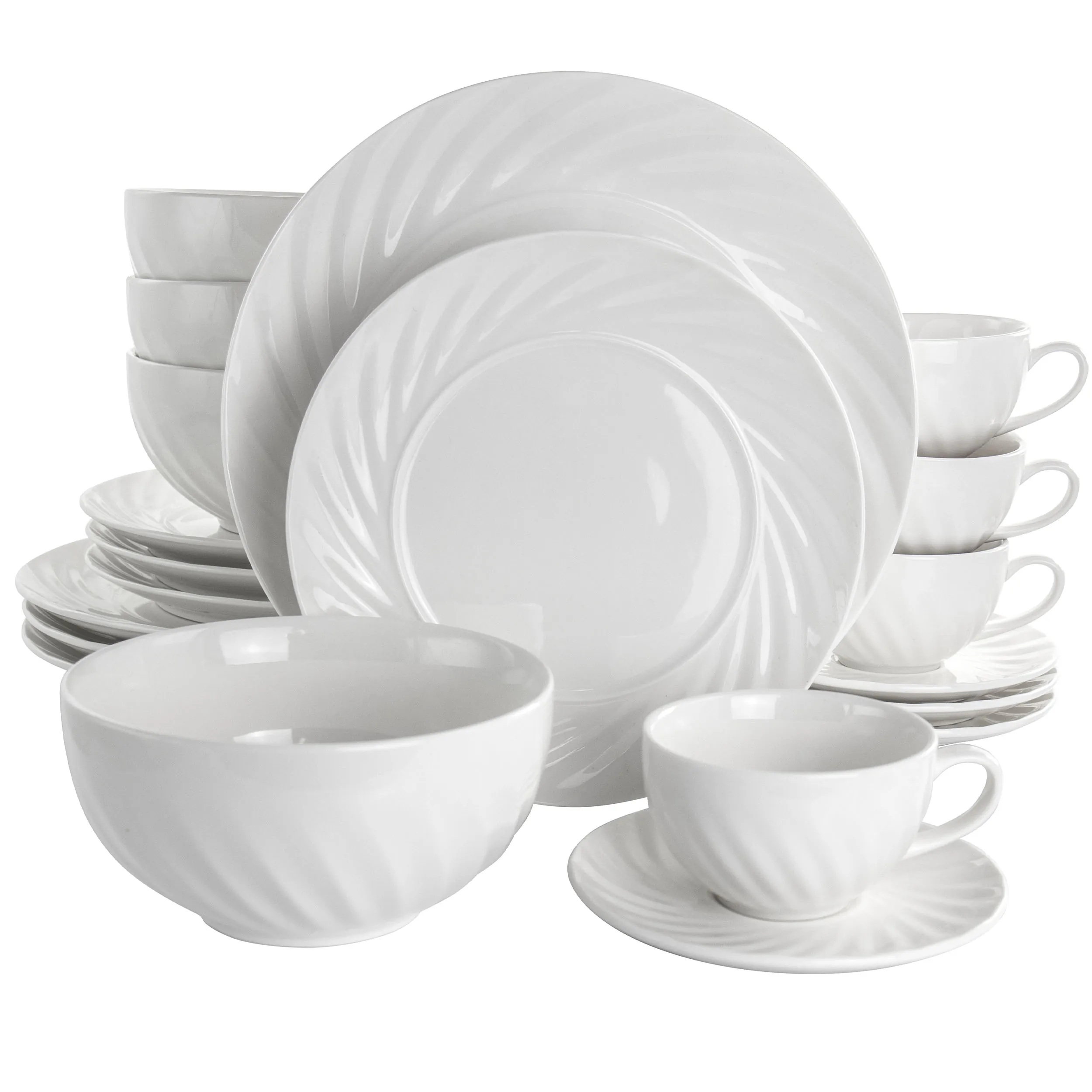 Elama EL-DELUXECLANCY Deluxe Clancy 20 Piece Porcelain Dinnerware Set 