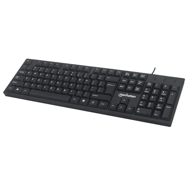 Manhattan 179324 Wired Keyboard, 104 Keys, Built-in Usb Cable, Led Ind