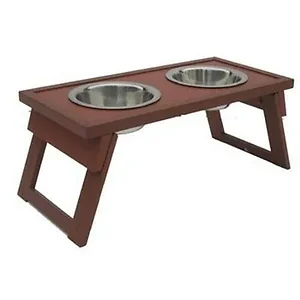 New Age Pet Adjustable Double Raised Dog Bowl in Russet