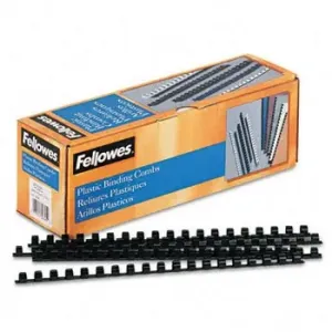 Fellowes 52325 Plastic Combs - Round Back, 38 , 55 Sheets, Black, 100 