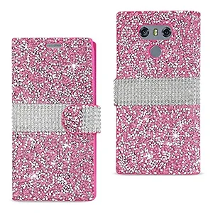 DFC02-LGG6PK | Lg Elegant Pink Rhinestone Wallet Case for