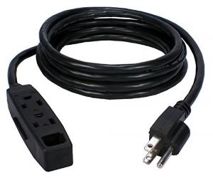 Qvs PC3PX-06-2PK 2-pack 3-outlet 3-prong 6ft Power Extension Cord - Fo