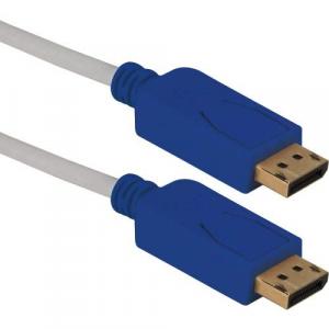 Qvs 2QX947 6ft Displayport Ultrahd 4k White Cable With Blue Connectors